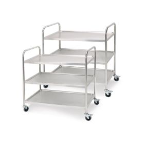 SOGA 2X 3 Tier 95x50x95cm Stainless Steel Kitchen Dinning Food Cart Trolley Utility Size Large