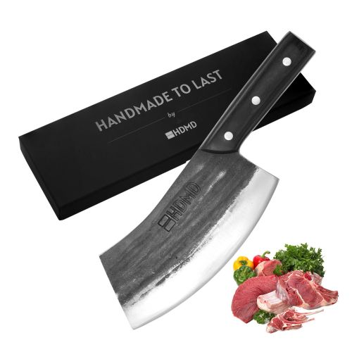 HDMD Cleaver Knife Meat Cleaver Knife For Meat Cutting, Real Hand Forged Knife High Carbon Steel Knife, Butchers Knife Meat Knife For Home And Outdoor