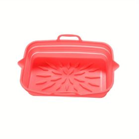Rectangular Air Fryer Liners; Foldable Silicone Tray; Air Fryer Accessories; Reusable Grill Plate; Heat Resistant Microwave Silicone Plate; Home Kitch (Color: Red, Quantity: 2.0)
