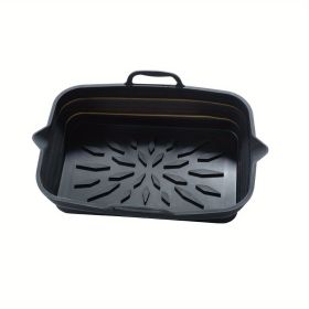 Rectangular Air Fryer Liners; Foldable Silicone Tray; Air Fryer Accessories; Reusable Grill Plate; Heat Resistant Microwave Silicone Plate; Home Kitch (Color: Black, Quantity: 2.0)