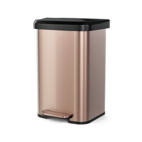 Indoor & Outdoor Household Trash Can with Soft Close Lid (Color: Golden, type: Trash Can)